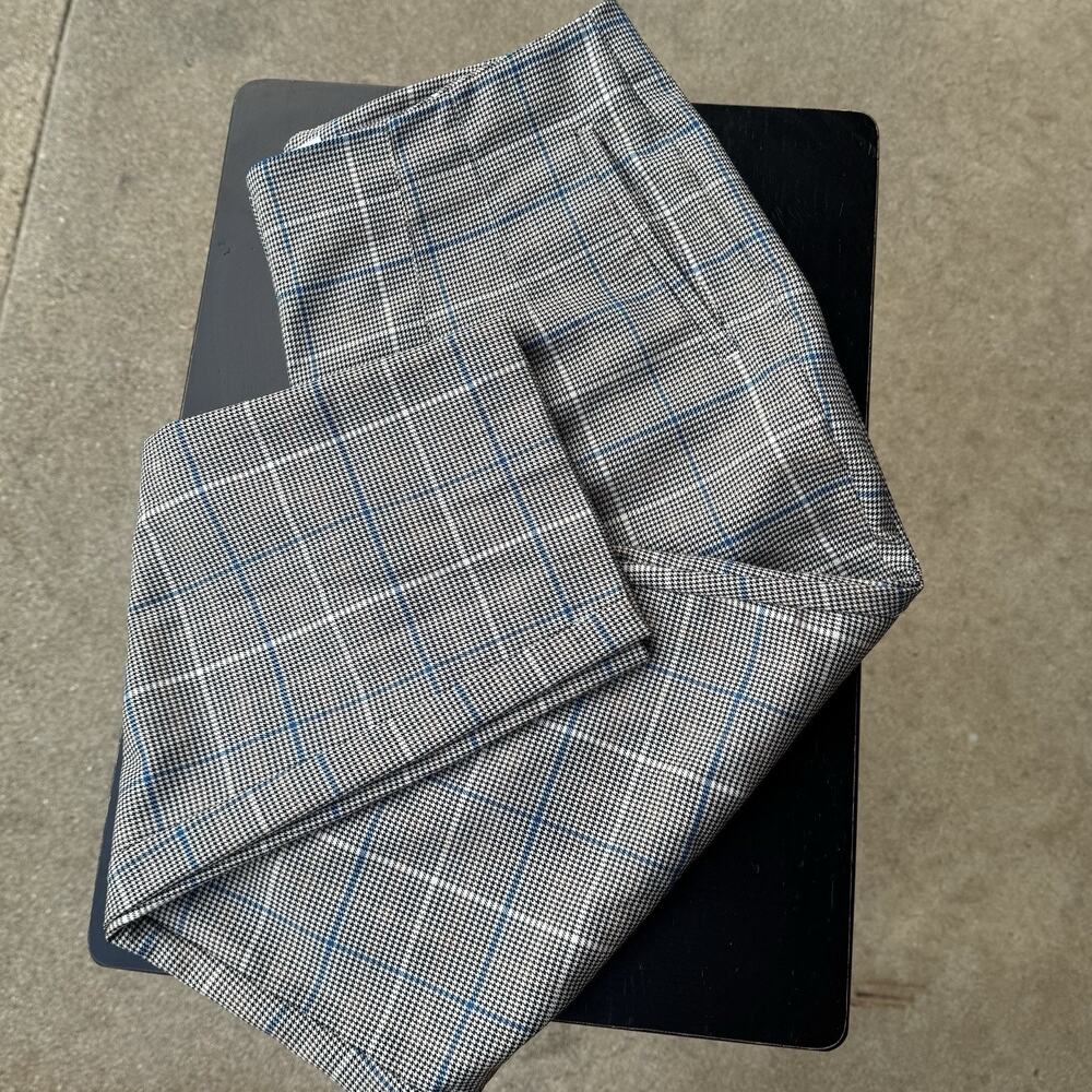 Woman's Slacks Grey White Blue Plaid Tapered Size 14 Nine West High Rise